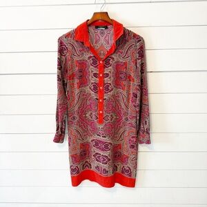 Weekend Max Mara | Women’s red paisley printed silk shirt dress Size 6-8